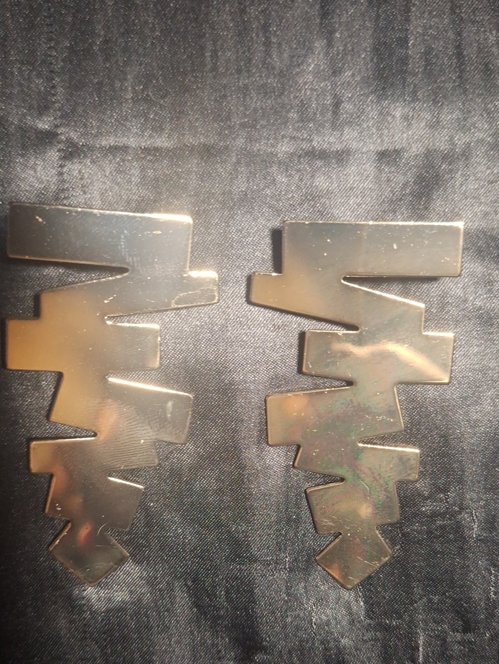 Geometric Metallic Statement Earrings - Silver Tone